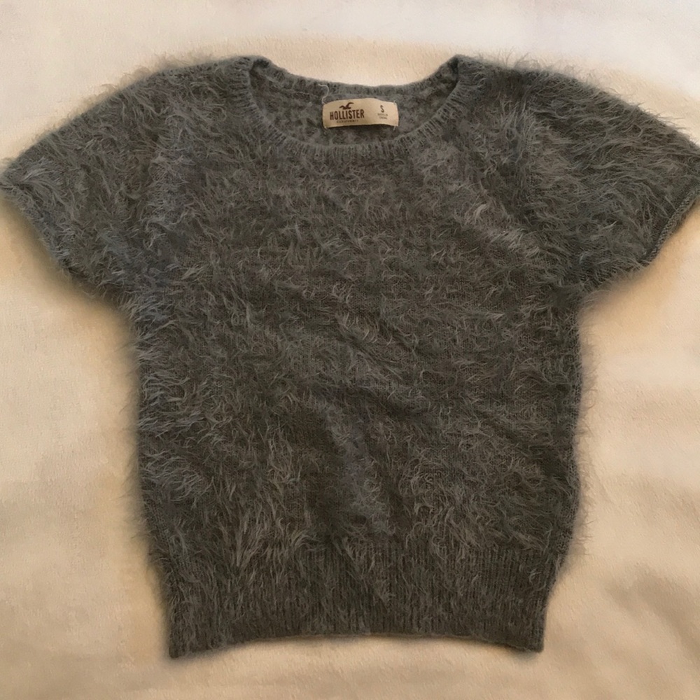 Hollister Grey Fluffy Crop top Size Small
